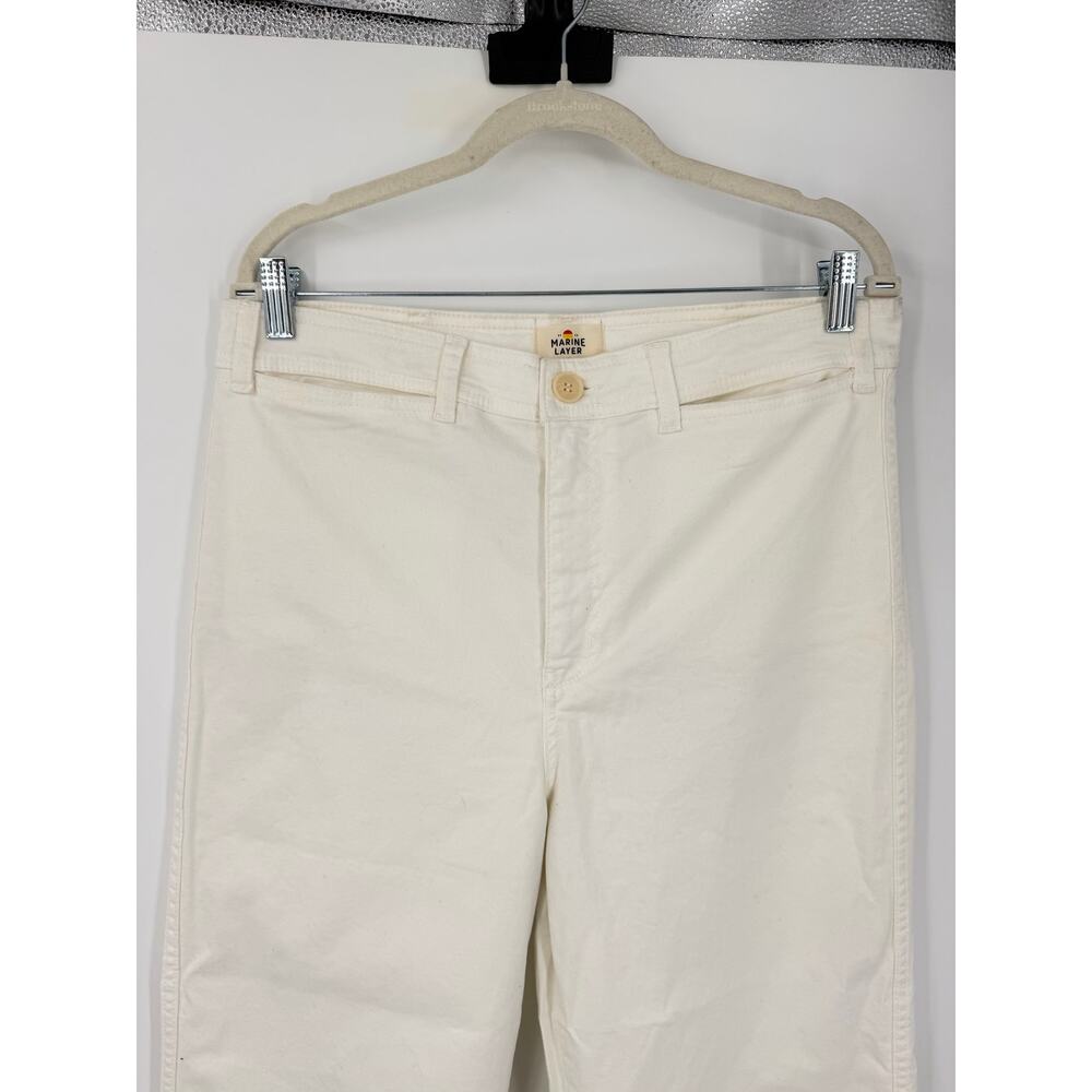 Marine Layer Allison Wide Leg Pants Womens Size 10 Off-White High Rise Coastal - Picture 3 of 16